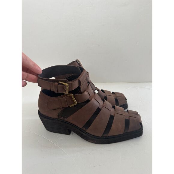 Jeffrey Campbell Elective Fisherman Sandals Sz 9.5 Brown Horse Leather - Picture 3 of 8
